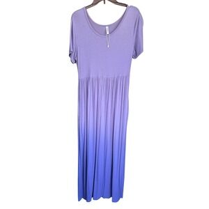 Summer Maxi Dress Casual Sundress Short‎ Sleeve Purple XL